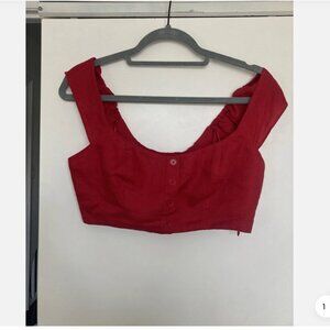 Reformation Tray Red Crop Top Size 6 Linen Tank Top Cute